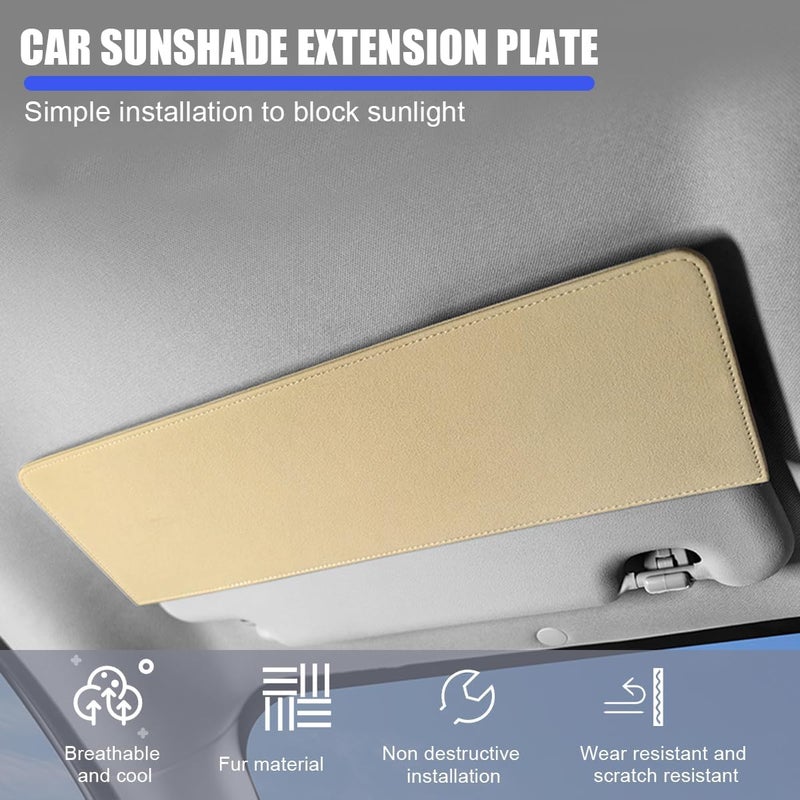 HZEL Car Sun Visor Extender, Anti Glare Vehicle Sunvisor Extension Shade Attachment for Safe Driving, Adjustable Auto Sunlight Blocker Accessories, Universal for SUV, Sedan, Truck(Beige) - Image 3